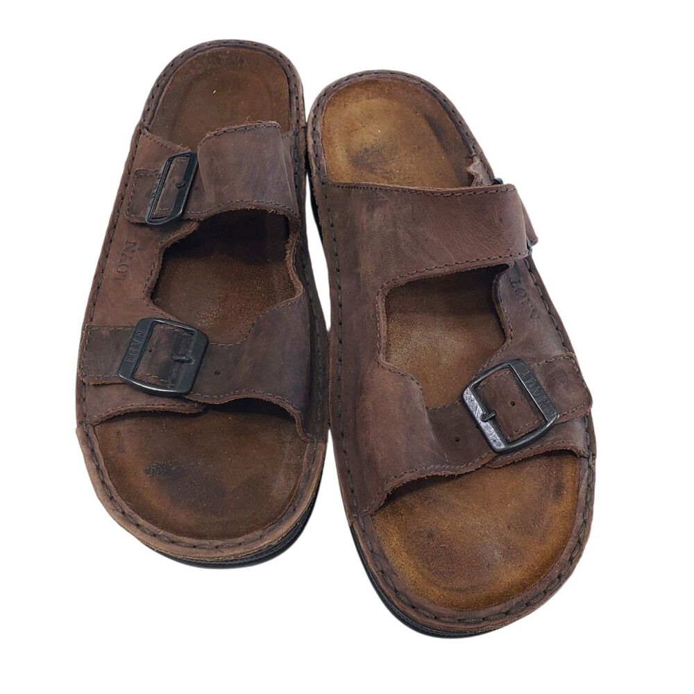 NAOT Men's Leather Double Strap Buckle Sandals, Size 43